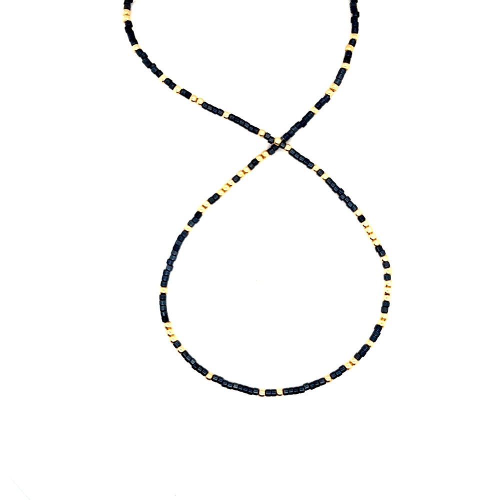 Enewton Hope Unwritten Beaded Necklace Black Gold Filled 15.25 Inch Stretch